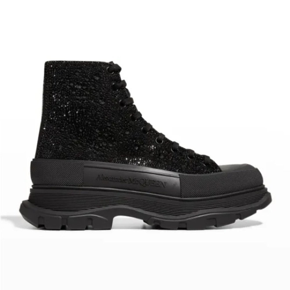 Alexander McQueen Men’s treadslick Crystal boots, size 46. New w/ box and laces